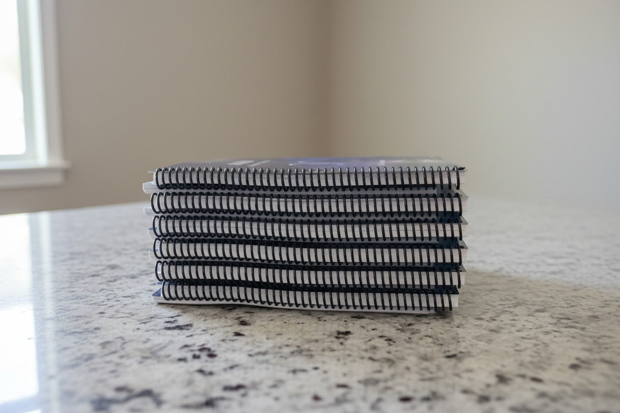 12 Zodiac Journals stacked on each other on a granite counter top for the Zodiac Journal Collection for zodiacjournaling.com 