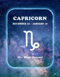 Capricorn 52-week Zodiac journal digital download cover illustration with starry night design