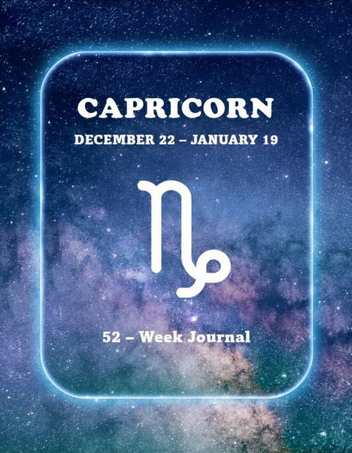 Capricorn 52-week Zodiac journal digital download cover illustration with starry night design