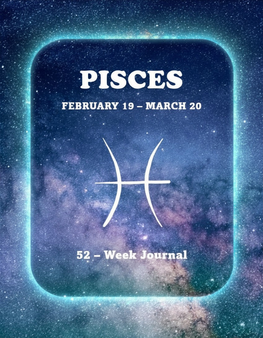 Pisces 52-week Zodiac journal with starry night design for digital download