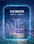Gemini 52-week Zodiac journal cover with starry night background for digital download illustration