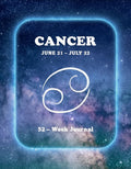 Cancer 52-Week zodiac journal with starry night design for digital download illustration