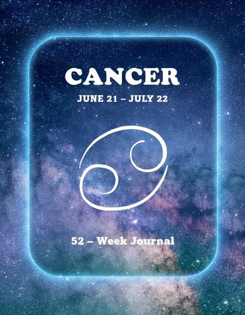 Cancer 52-Week zodiac journal with starry night design for digital download illustration