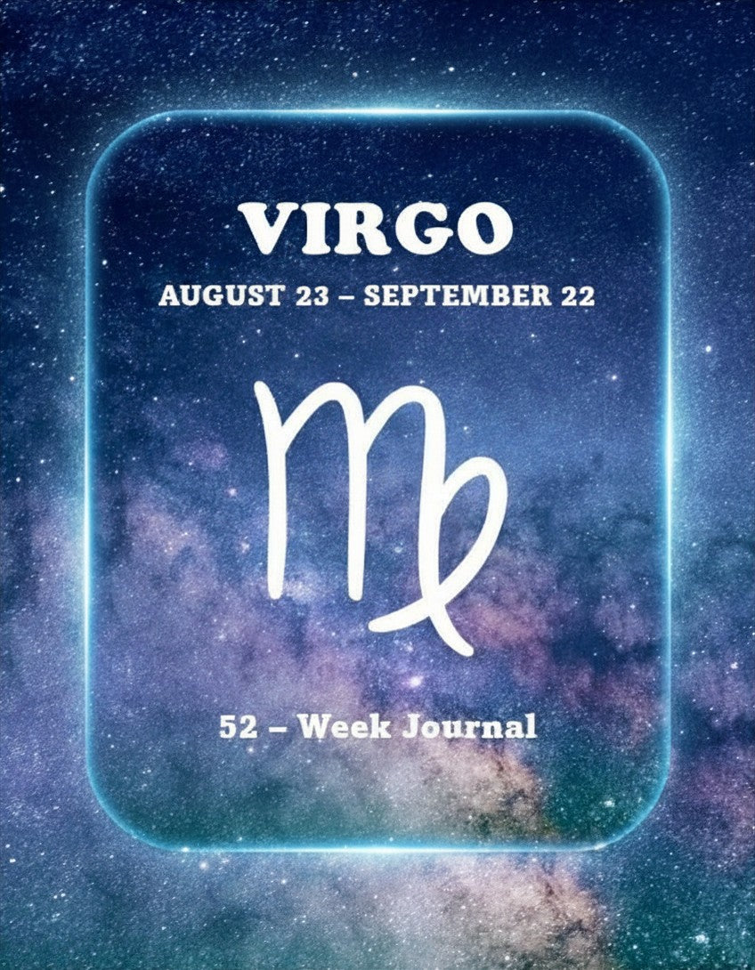 Virgo 52-Week zodiac journal with starry night design for a digital download illustration