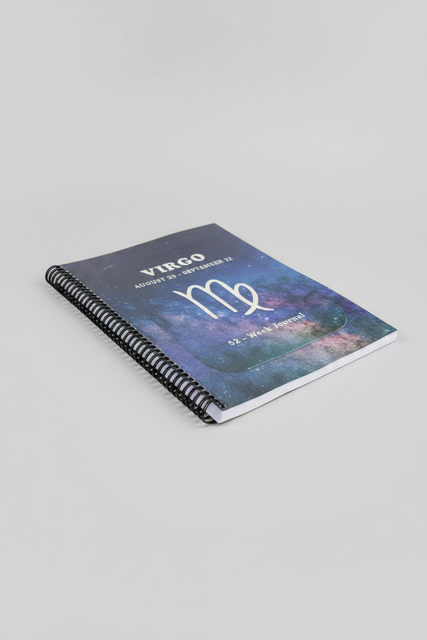 Virgo 52-Week Zodiac Journal with grey background